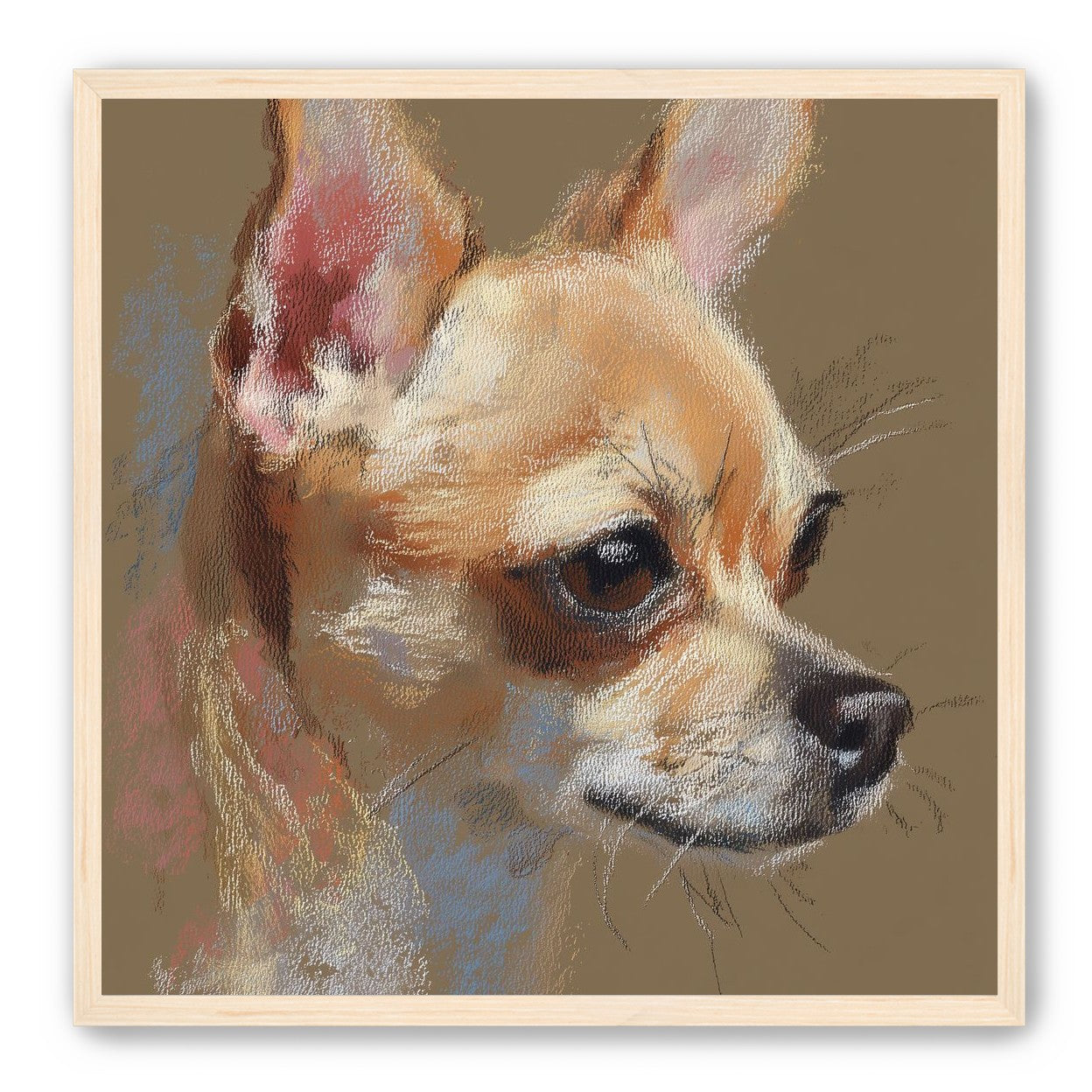 Pastel dog in profile