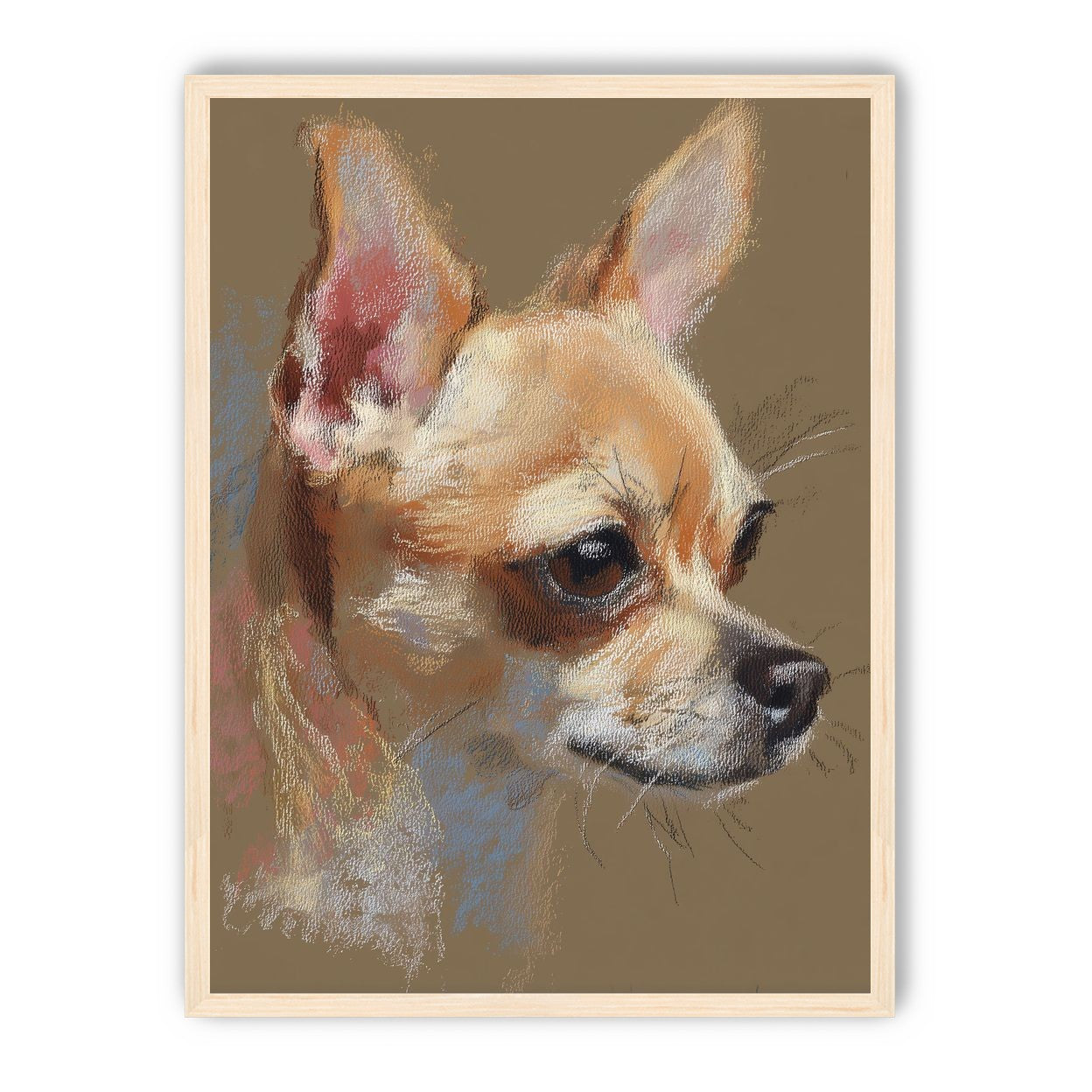 Pastel dog in profile