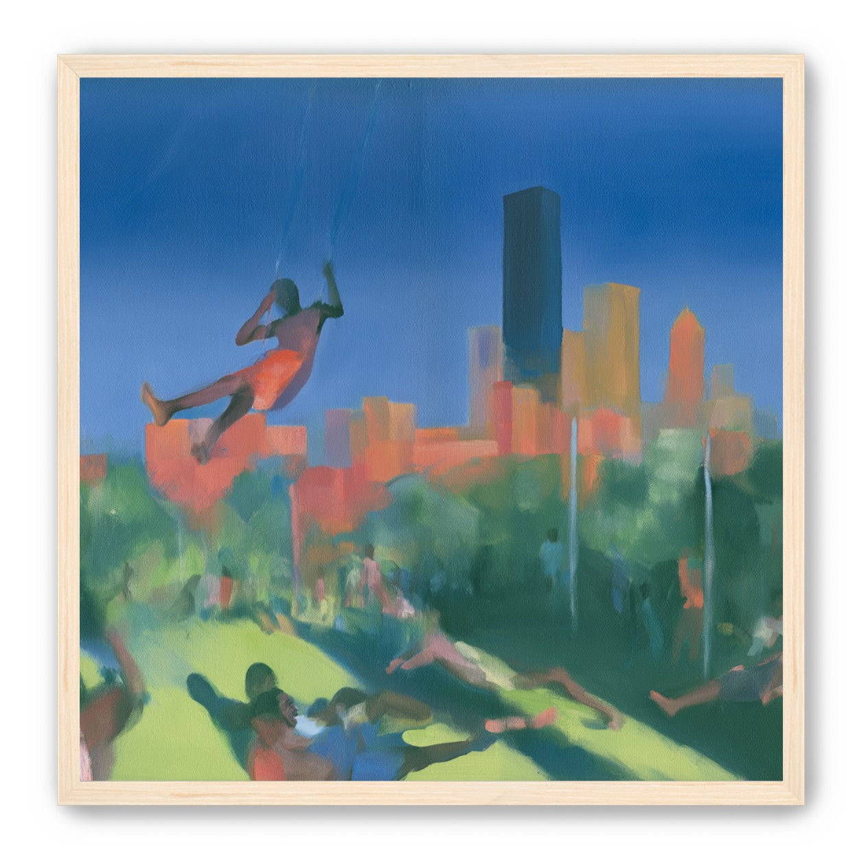 Swinging over the city park