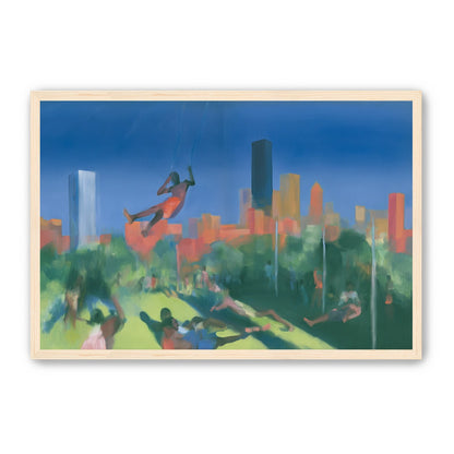 Swinging over the city park