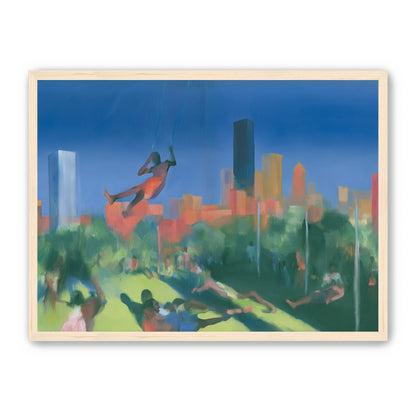 Swinging over the city park