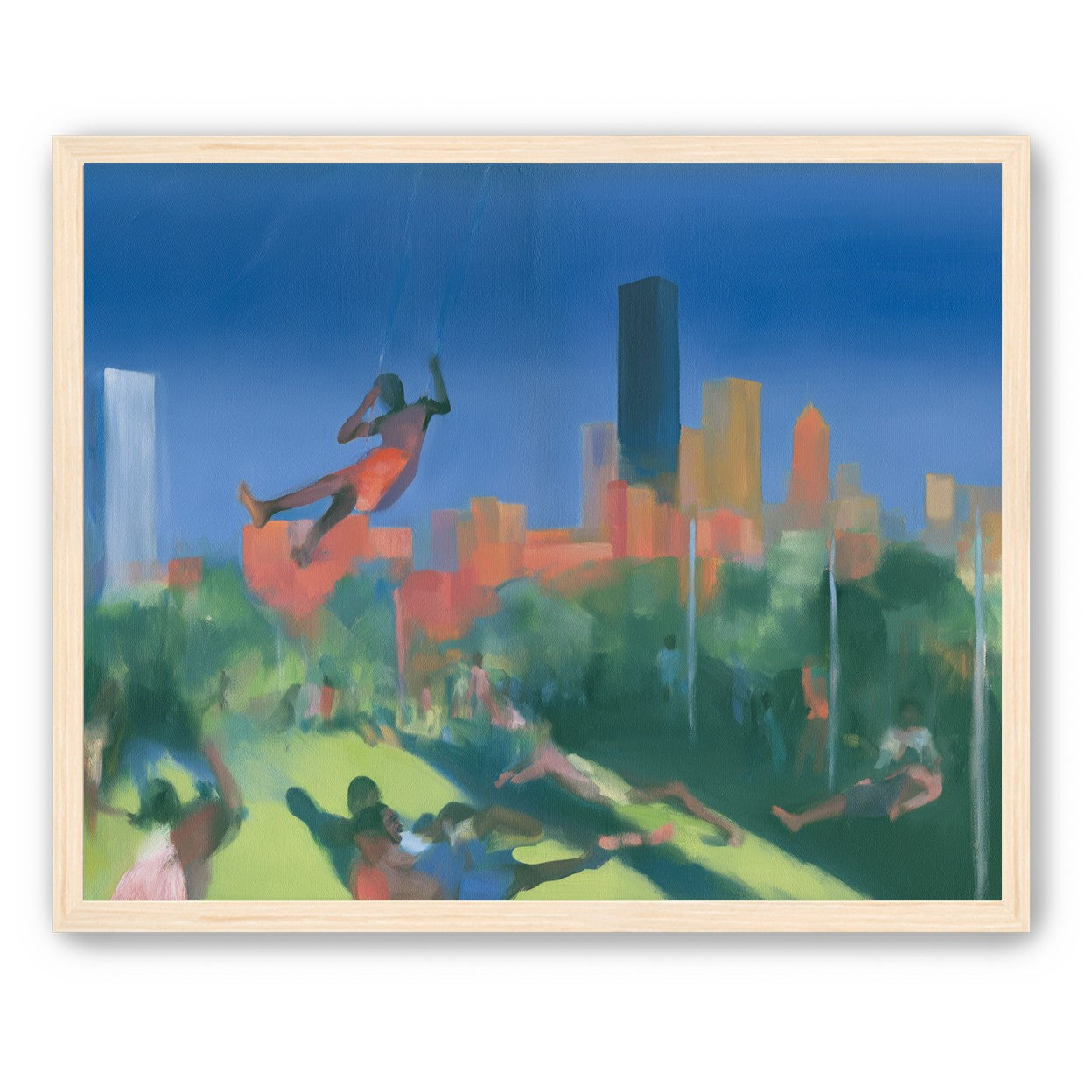 Swinging over the city park
