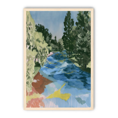 Blue bend under pines