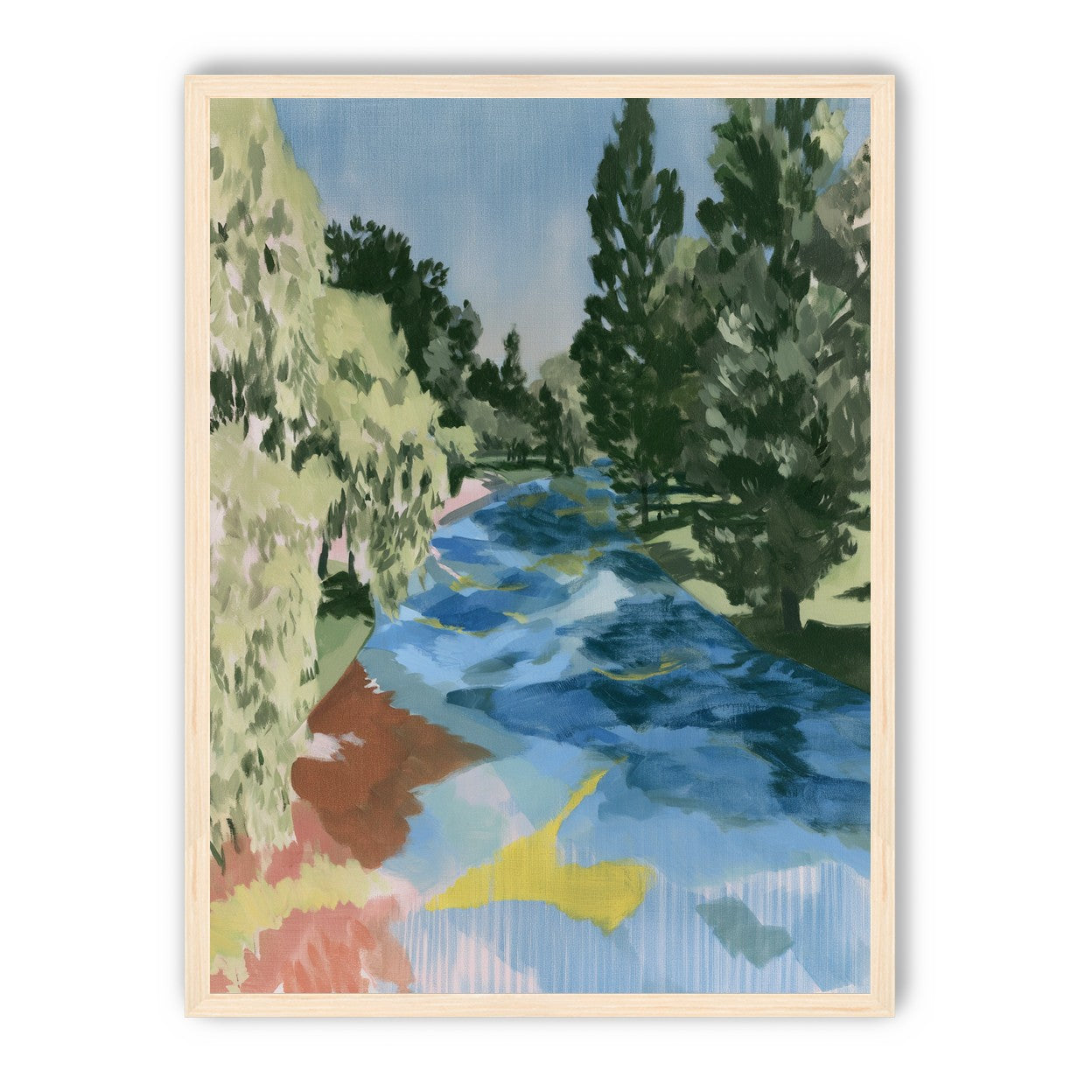 Blue bend under pines