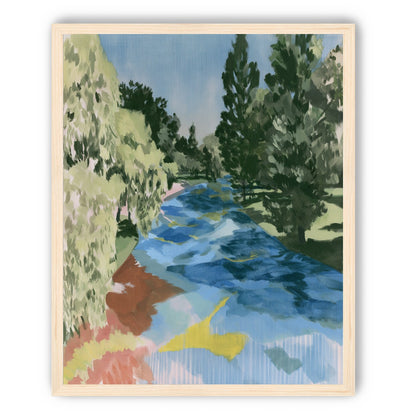 Blue bend under pines