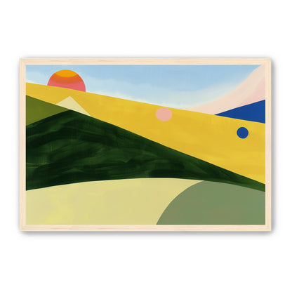 Three suns over rolling hills