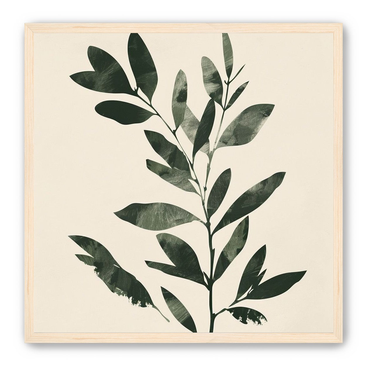 Dark green leaves on cream