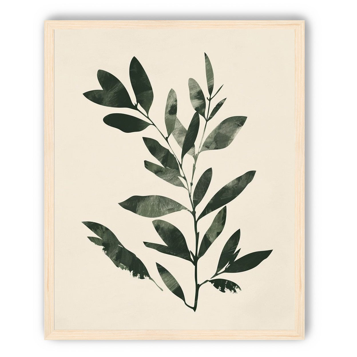Dark green leaves on cream