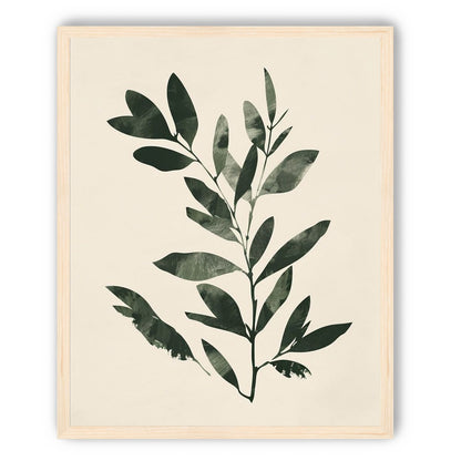 Dark green leaves on cream