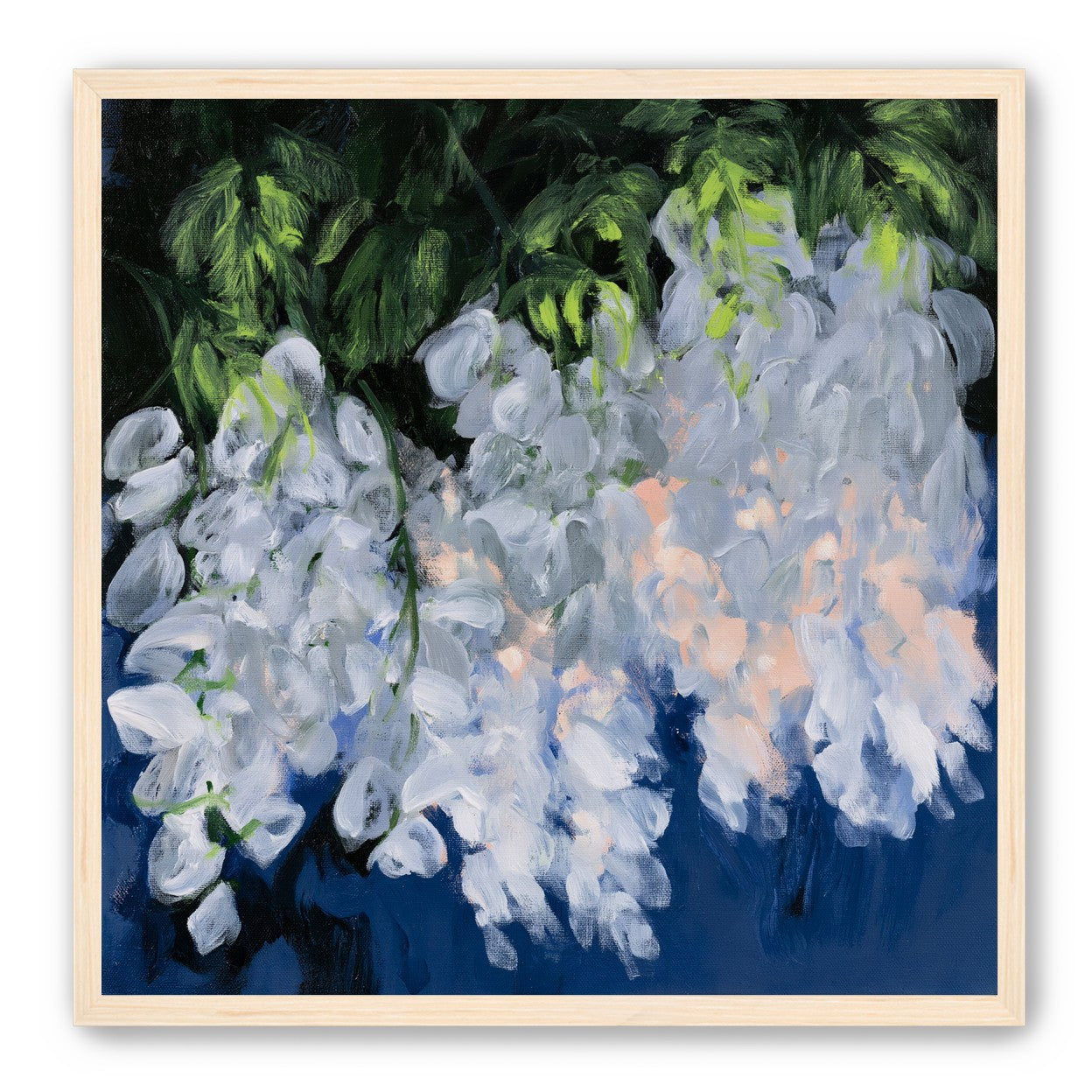 White blooms in blue shade