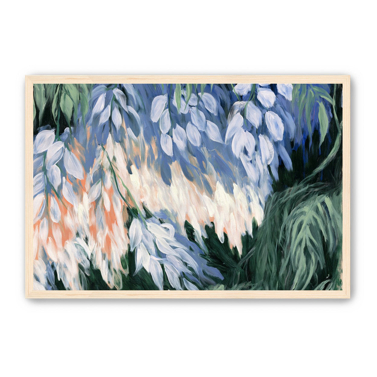 White blossoms in blue shade
