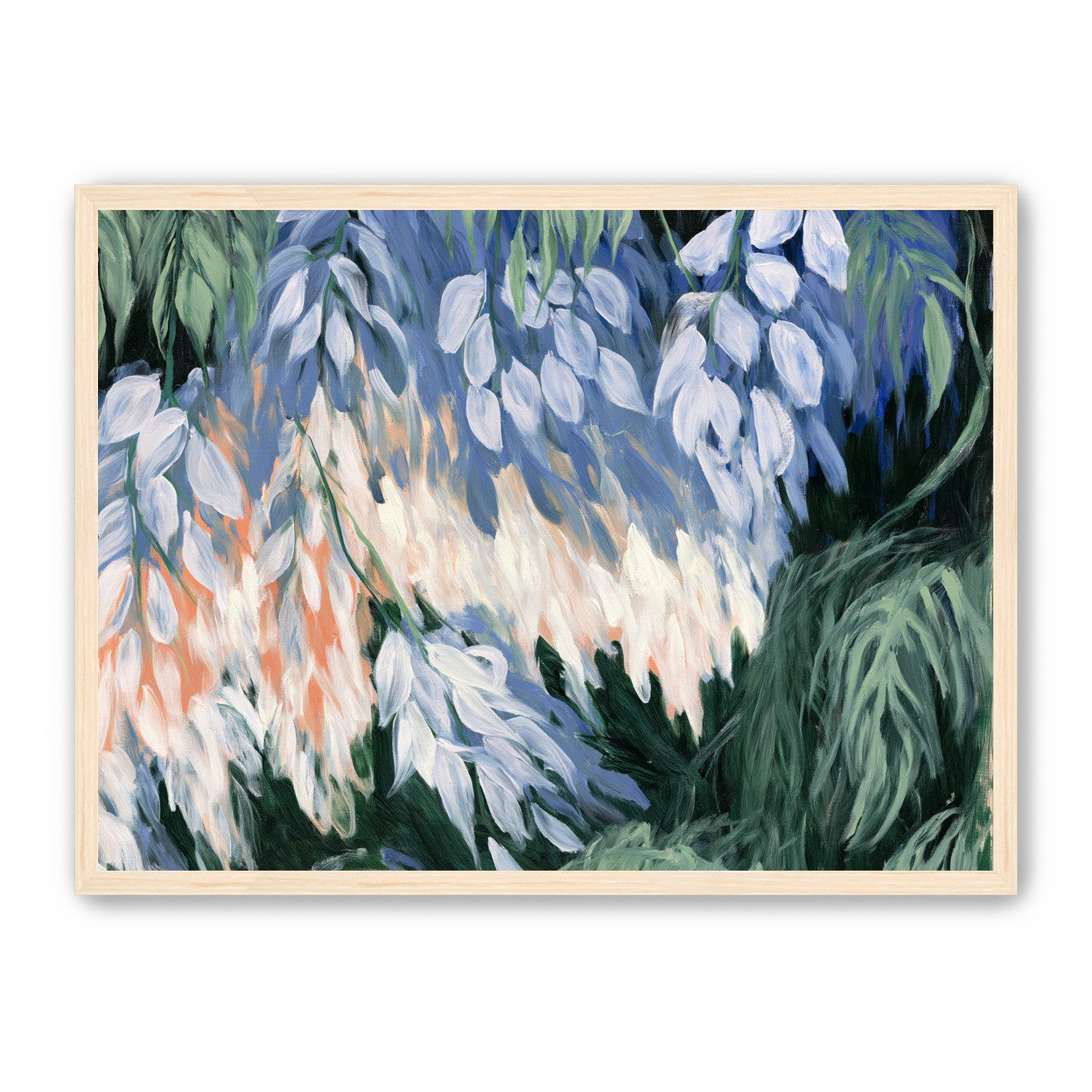 White blossoms in blue shade