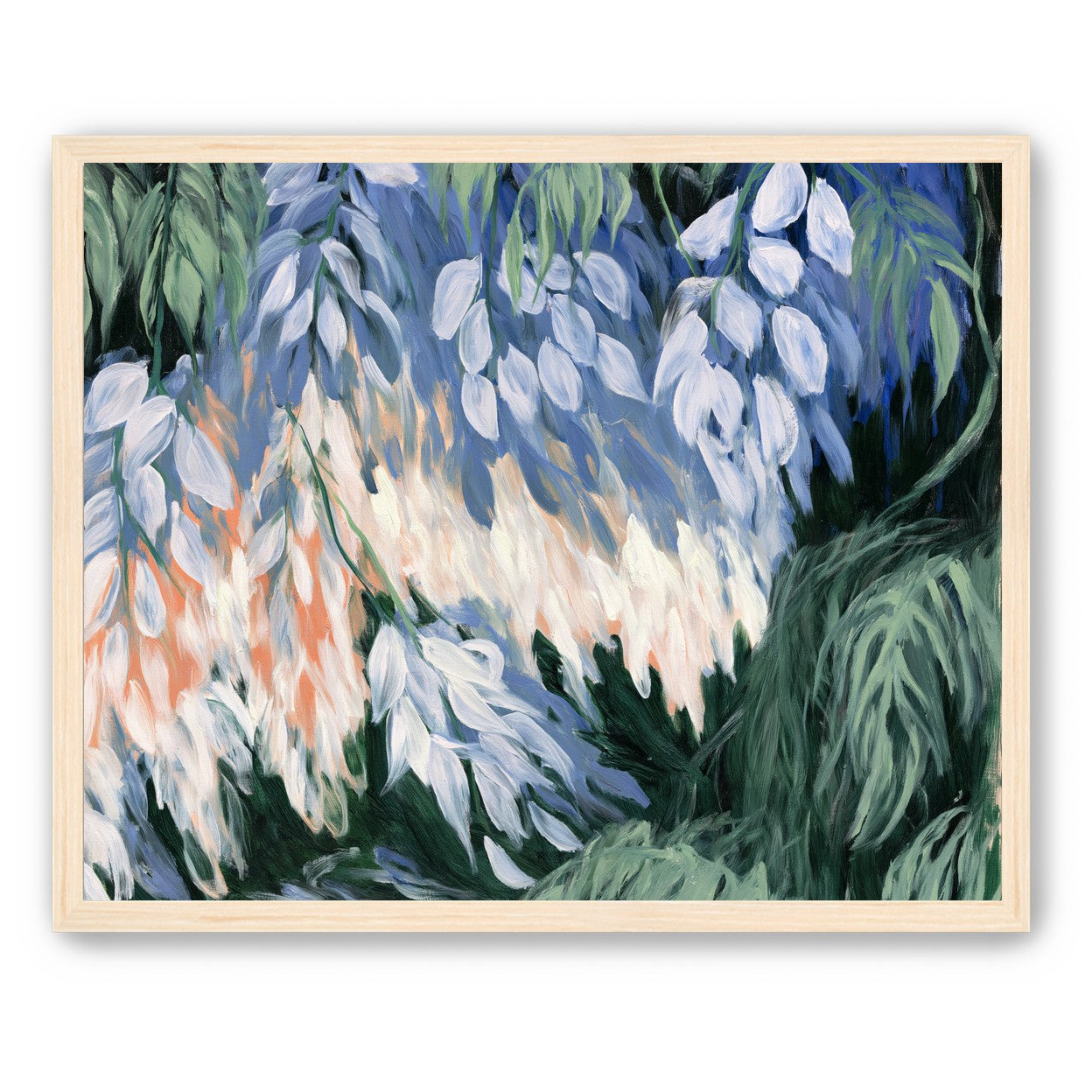 White blossoms in blue shade