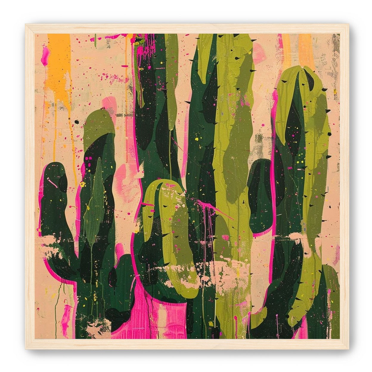 Cacti within pink drips