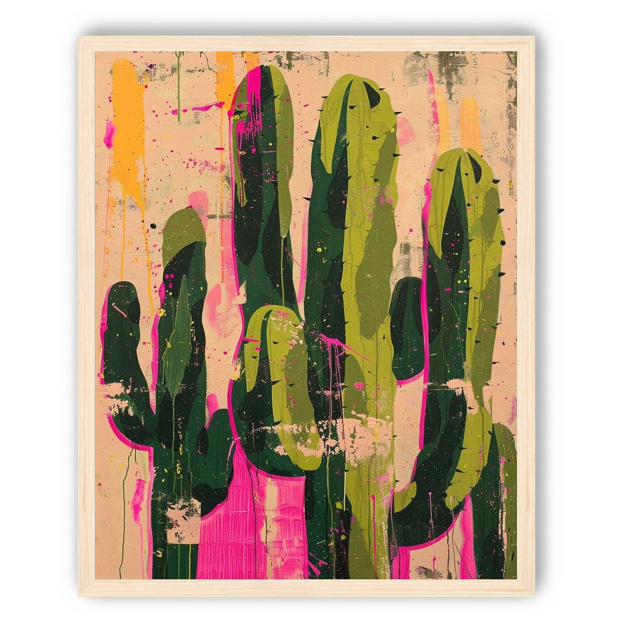 Cacti within pink drips