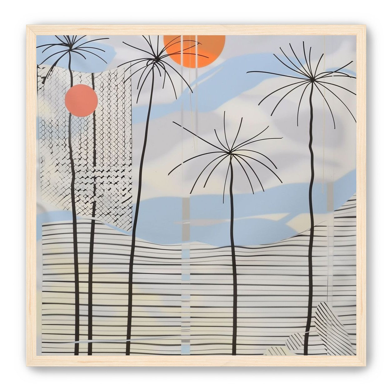 Two suns over striped hills