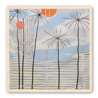 Two suns over striped hills