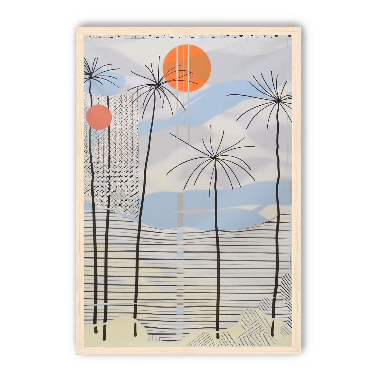 Two suns over striped hills