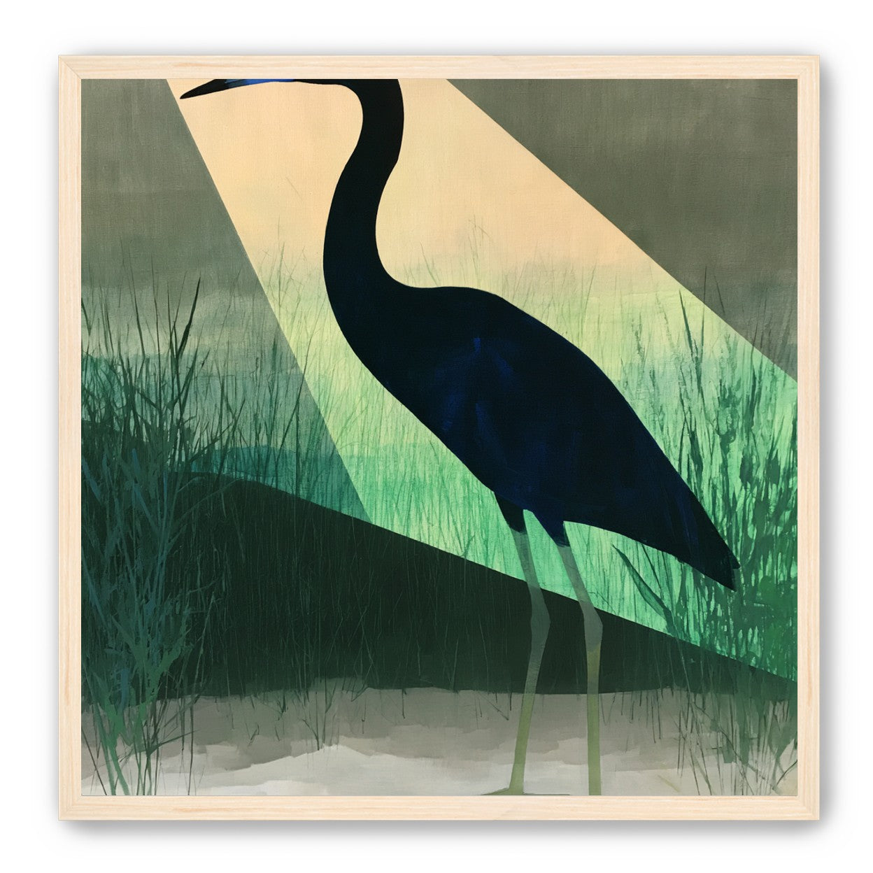 Blue beak in green light