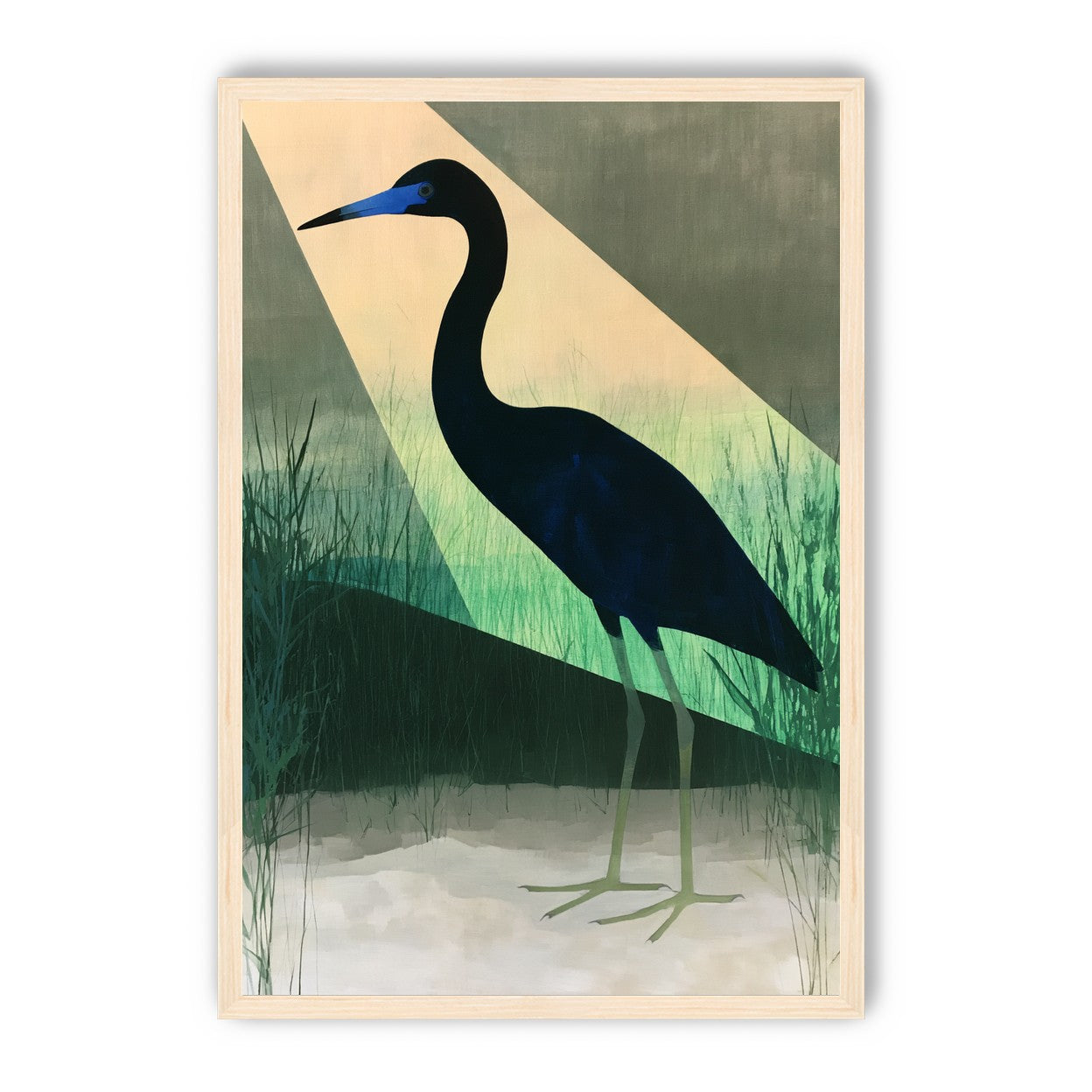 Blue beak in green light
