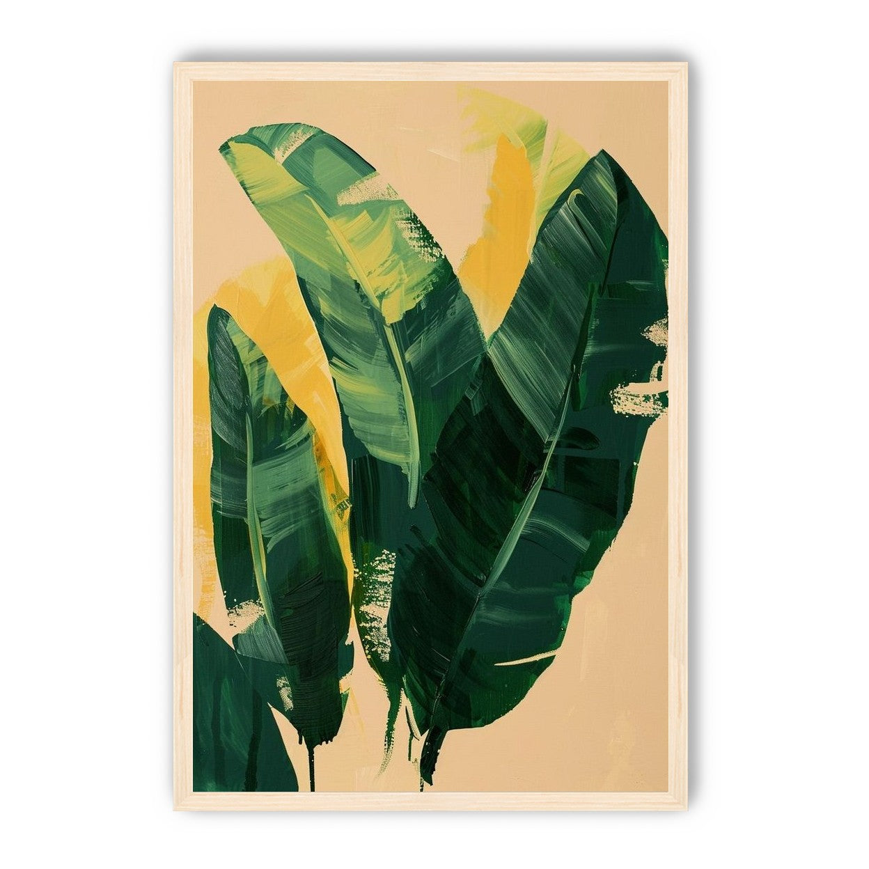 Green leaves in warm haze