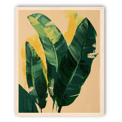 Green leaves in warm haze