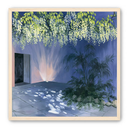 Light beneath hanging blossoms