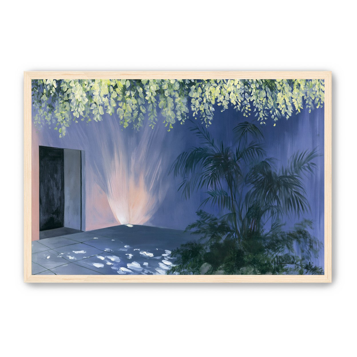 Light beneath hanging blossoms
