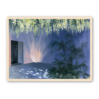 Light beneath hanging blossoms