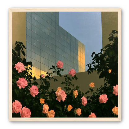 Roses against the glass wall