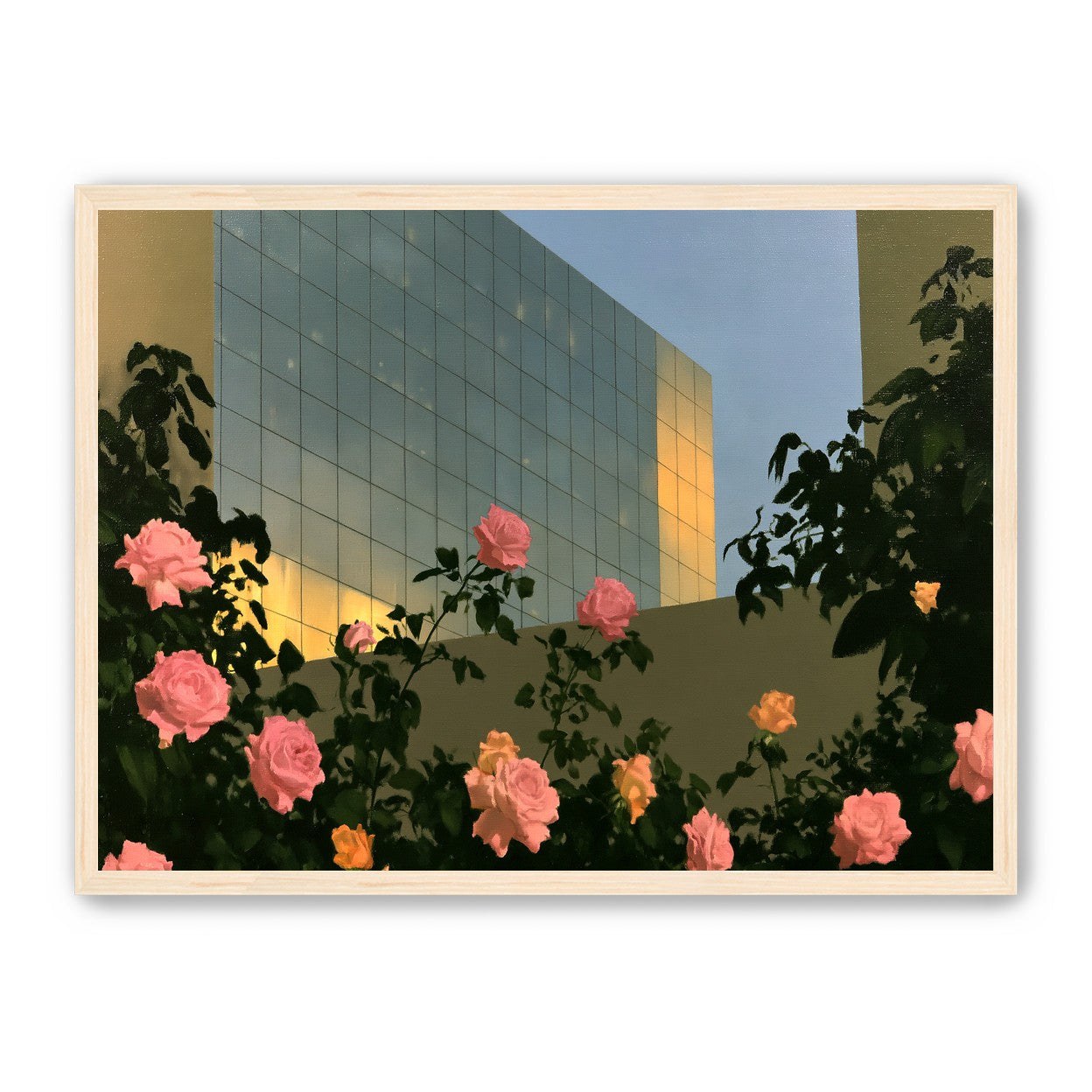 Roses against the glass wall