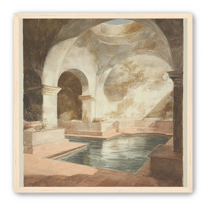 Courtyard pool beneath pale arches