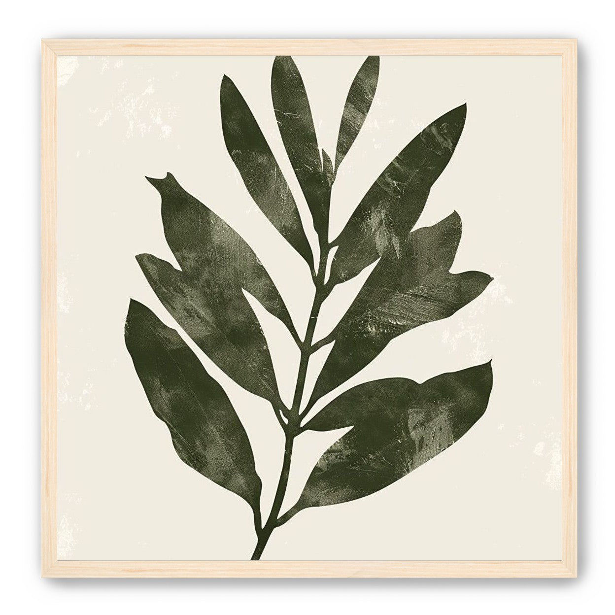 Still branch on pale paper