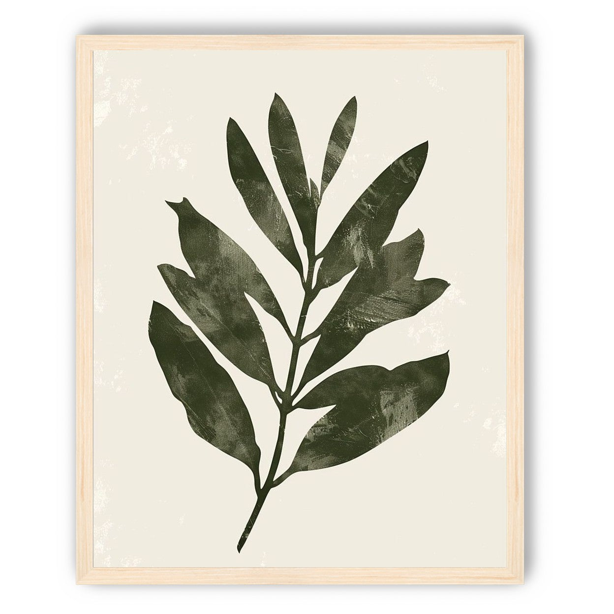 Still branch on pale paper