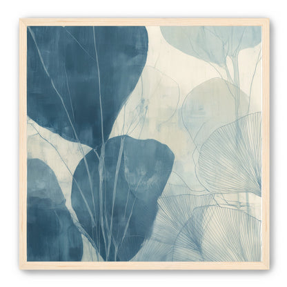 Leaves among pale blue space