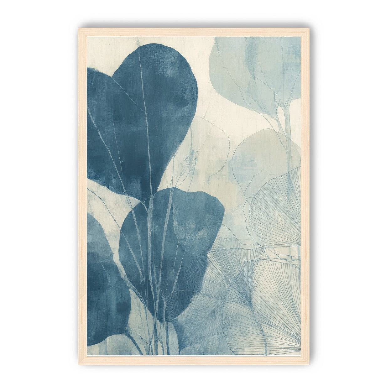 Leaves among pale blue space