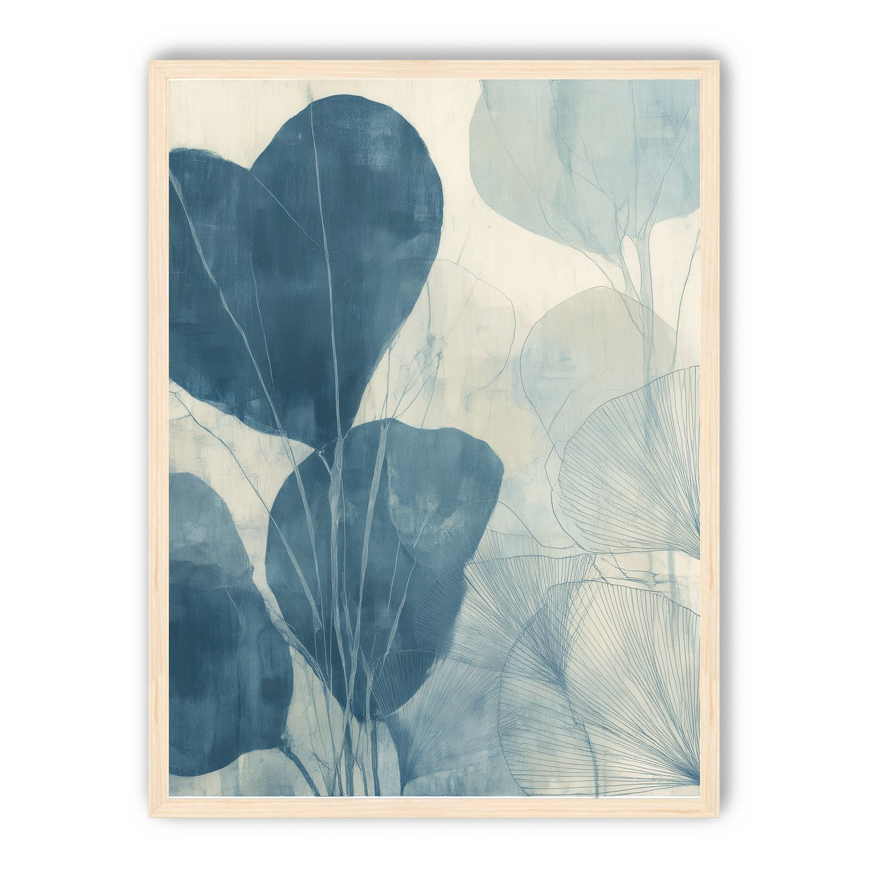 Leaves among pale blue space