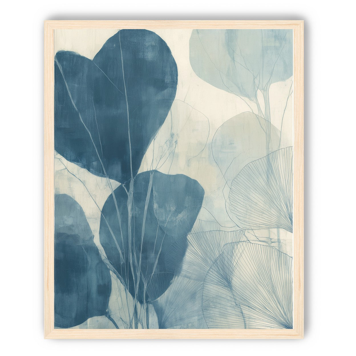 Leaves among pale blue space