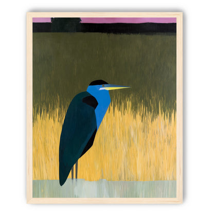 Blue bird in yellow grass