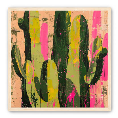 Cacti among pink splatters