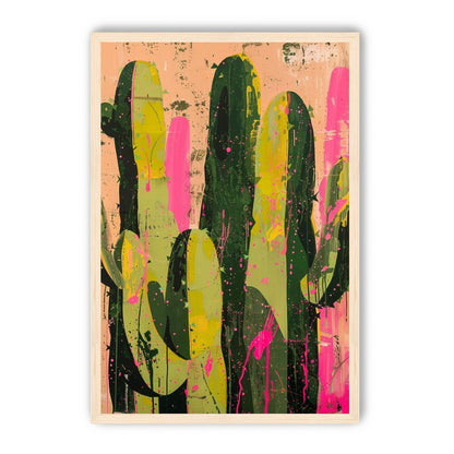 Cacti among pink splatters