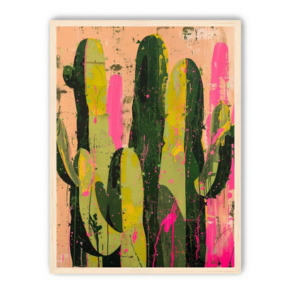 Cacti among pink splatters