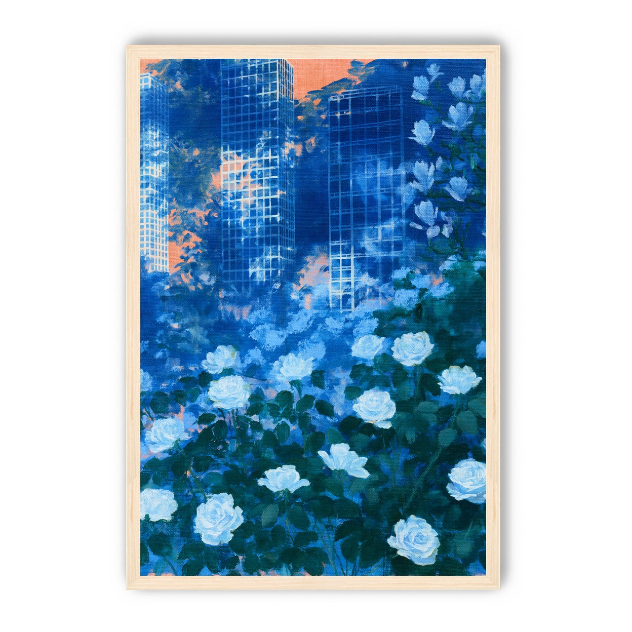 White roses before the towers