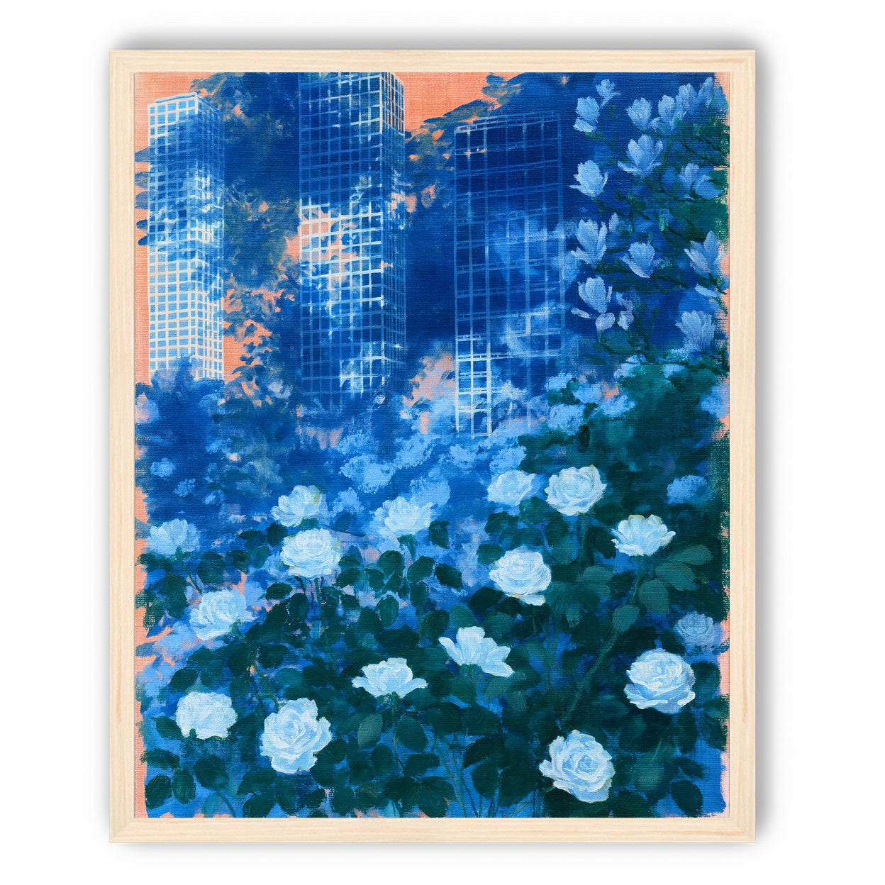 White roses before the towers