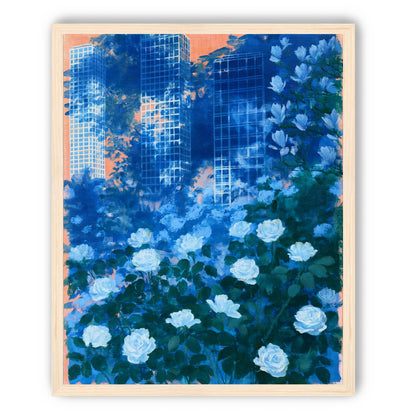 White roses before the towers