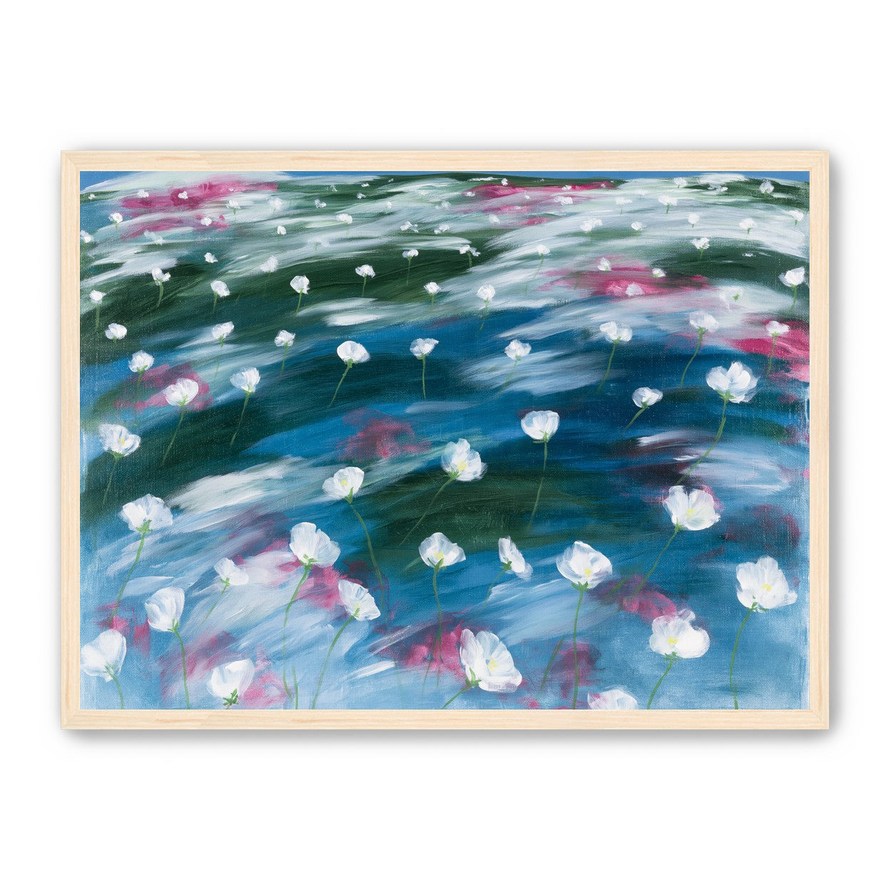 White flowers in windblown hills