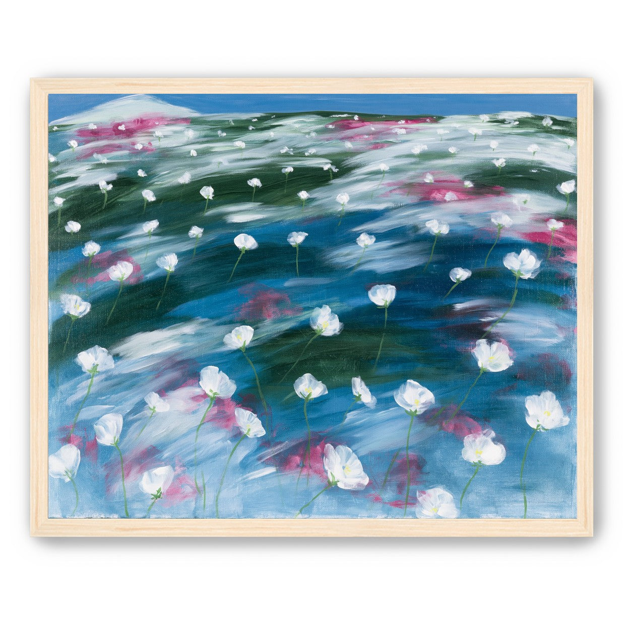 White flowers in windblown hills