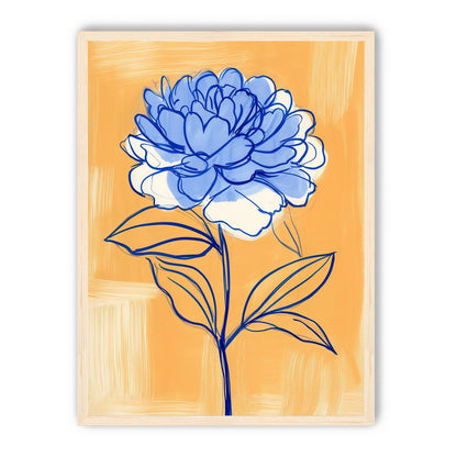 Blue Flower on Orange Field
