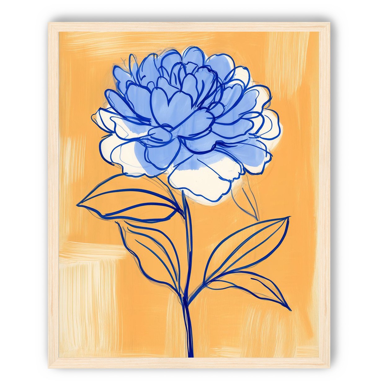 Blue Flower on Orange Field