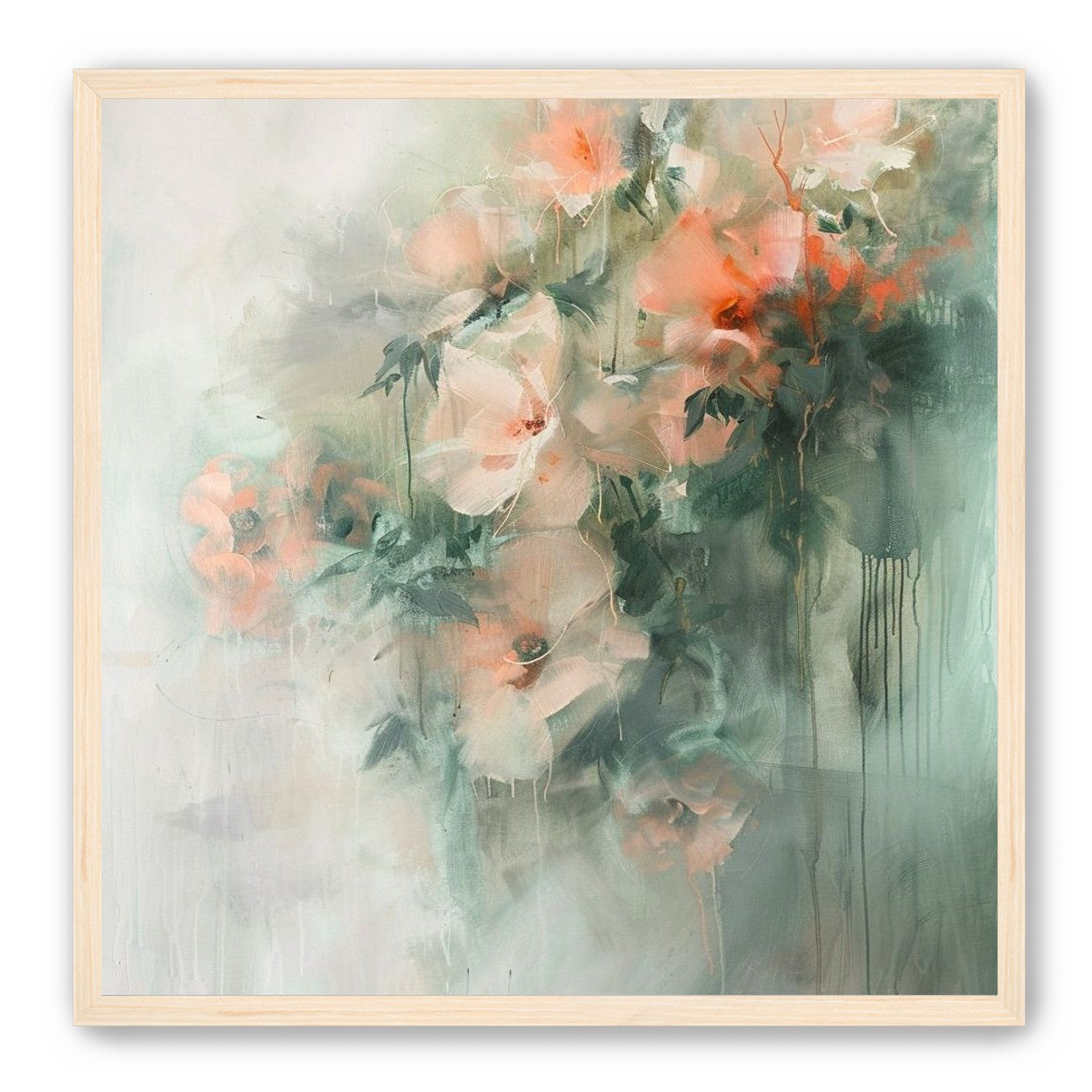 Pale flowers within the mist